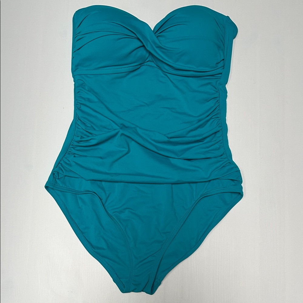 Anne Cole Teal Ruched One-Piece Swimsuit